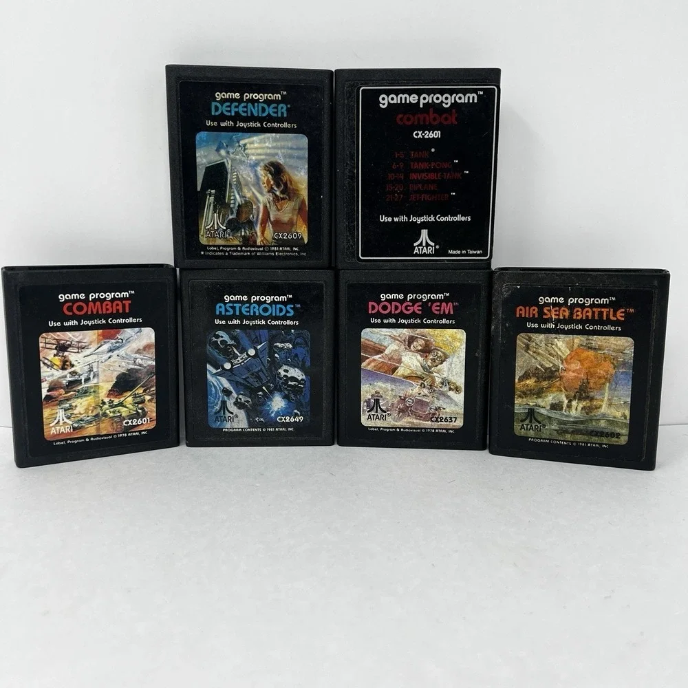 Atari 2600 Games Lot of 6 Combat Defender Asteroids Air Sea Battle Dodge